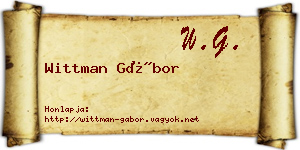 Wittman Gábor névjegykártya